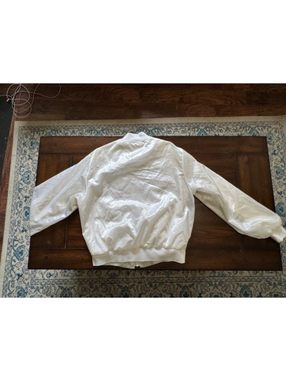 Vintage White Satin Moose Lodge Varsity Jacket Jeannie Embroidery Full Zip Large - Picture 10 of 12